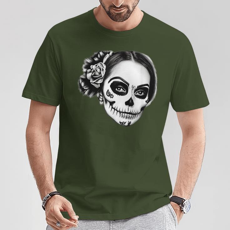 Beautiful La Catrina Santa Muerte Mexican T-Shirt Lustige Geschenke