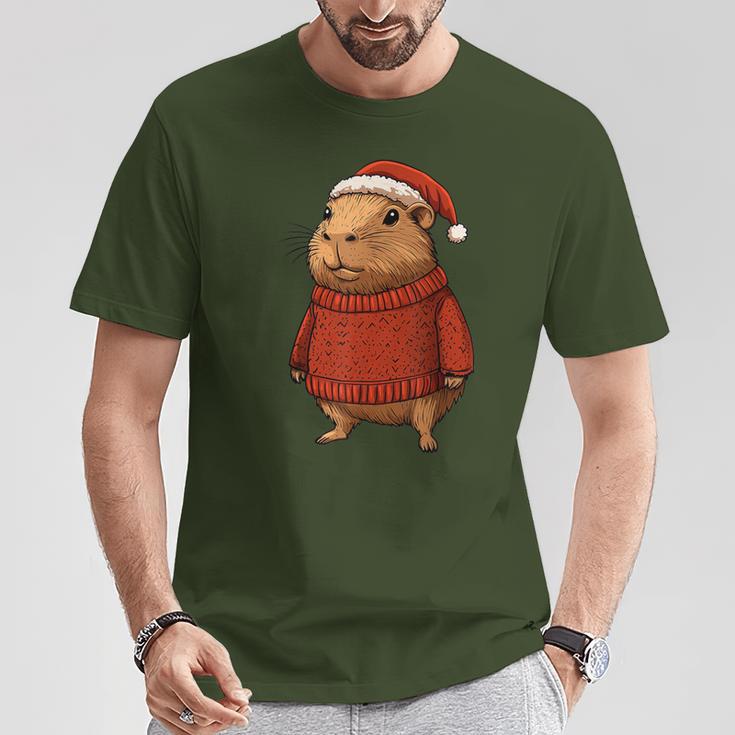 Capybara Ugly Sweater Santa Hat Christmas T-Shirt Lustige Geschenke