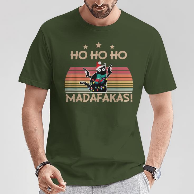 Catintage Pew Pew Madafakas Cat Ho Ho Ho Christmas T-Shirt Lustige Geschenke