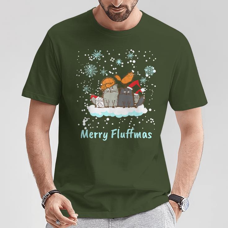 Christmas I Merry Fluffmas I Christmas Cats Cat T-Shirt Lustige Geschenke