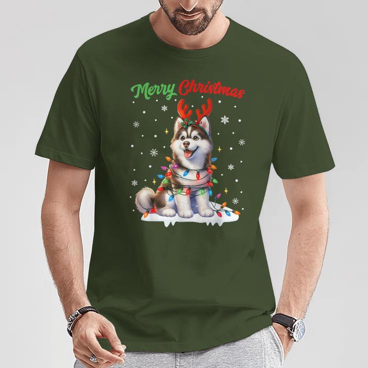 Christmas Outfit Christmas Jumper Husky Dog Christmas T-Shirt Lustige Geschenke