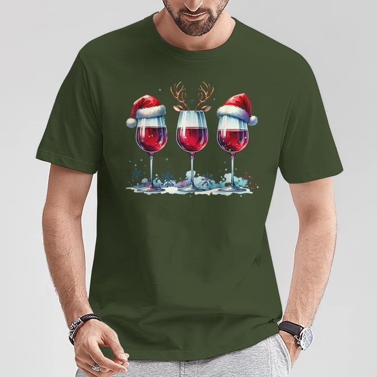 Christmas Red Wine Merry Christmas Reindeer Women's T-Shirt Lustige Geschenke