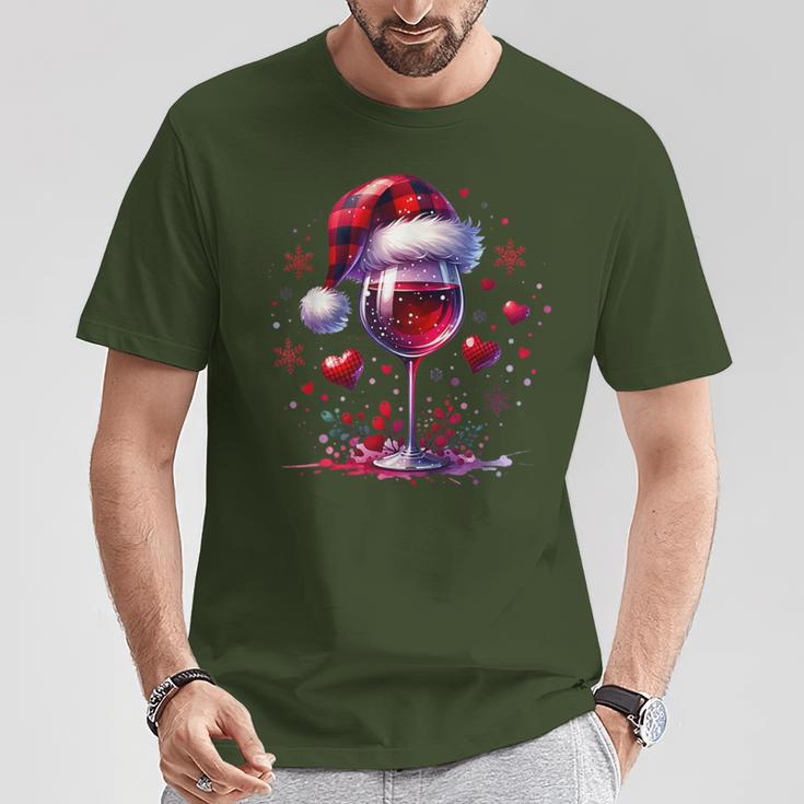 Christmas Red Wine Santa Claus Wine Merry Christmas T-Shirt Lustige Geschenke