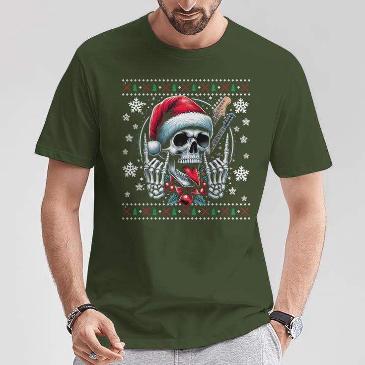 Christmas Skull Ugly Christmas Heavy Xmas Skeleton T-Shirt Lustige Geschenke