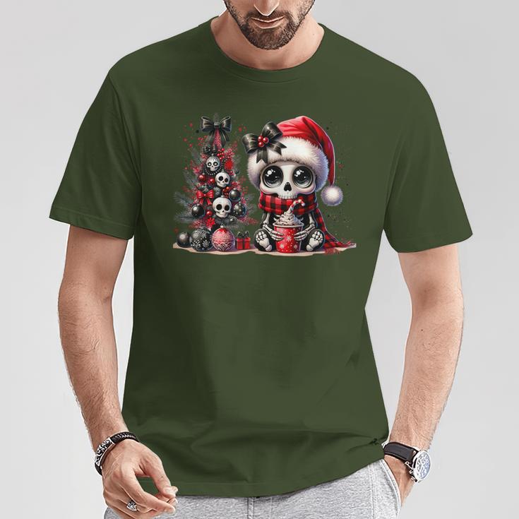 Cute Skeleton Skull Christmas Gothic Christmas Tree T-Shirt Lustige Geschenke