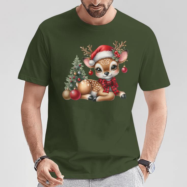 Deerintage Boho Christmas Winter Fawn Animal T-Shirt Lustige Geschenke