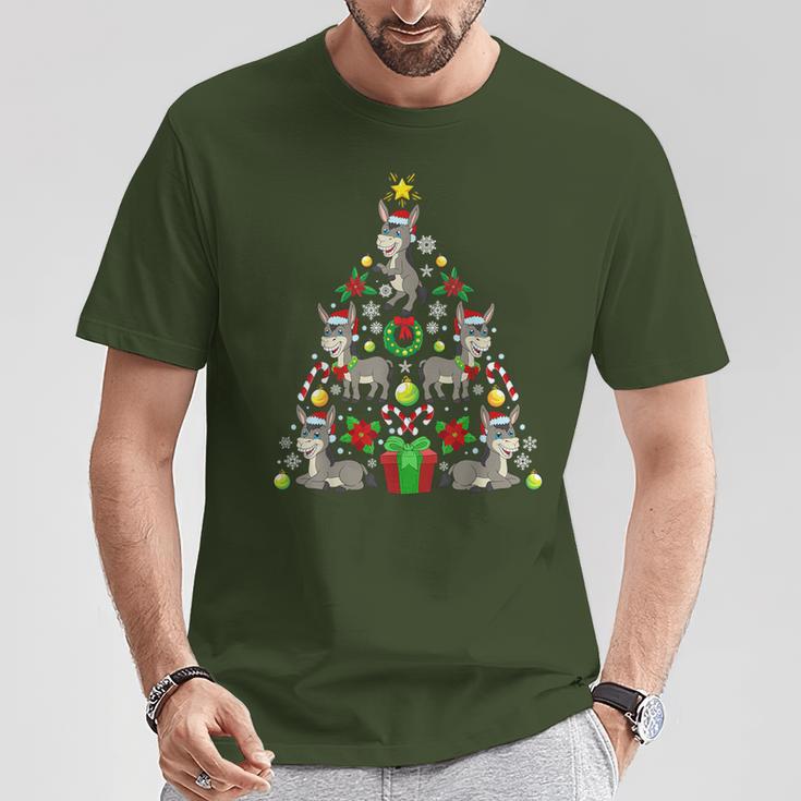 Donkey Christmas Tree Christmas Farmer T-Shirt Lustige Geschenke