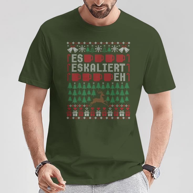 Es Eskaliert Eh Ugly Christmas Sweater Reindeer Christmas T-Shirt Lustige Geschenke