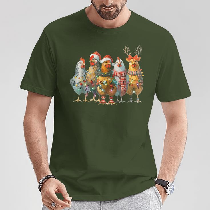 Chicken Christmas Lights Cute Farm Animal T-Shirt Lustige Geschenke