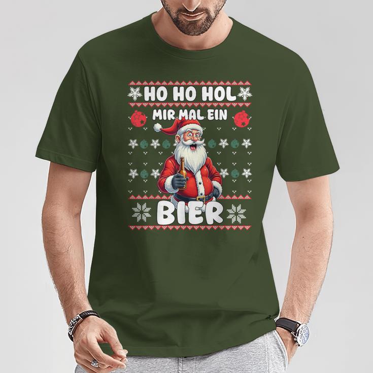 Saying Ho Ho Hol Mir Mal Ein Bier Ugly Christmas T-Shirt Lustige Geschenke