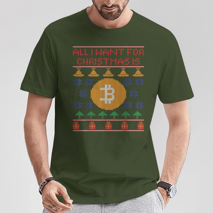 Ugly Christmas Bitcoin Short Sleeve T-Shirt Lustige Geschenke