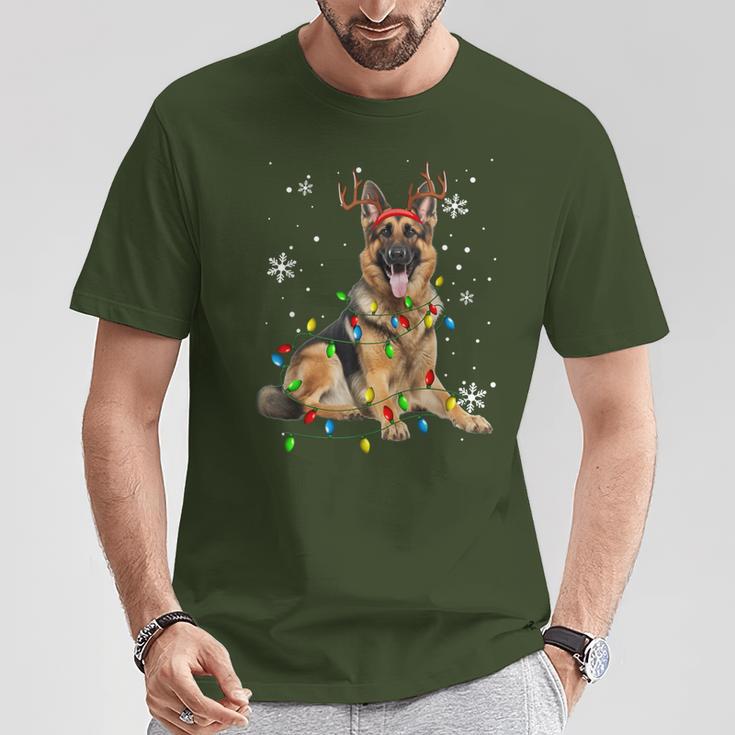 German Shepherd Christmas Tree Lighting Pyjamas Dog Lover Christmas T-Shirt Lustige Geschenke