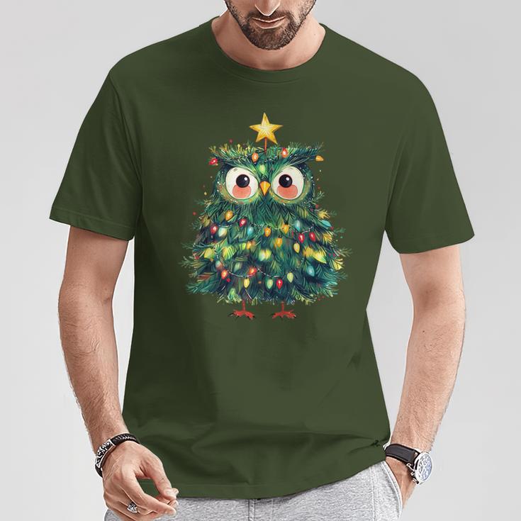 Girls Boys Owl Pyjamas Christmas Lights T-Shirt Lustige Geschenke