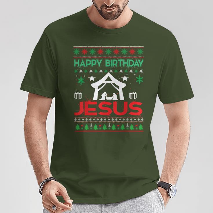 Happy Birthday Jesus Ugly Christmas Jumper T-Shirt Lustige Geschenke