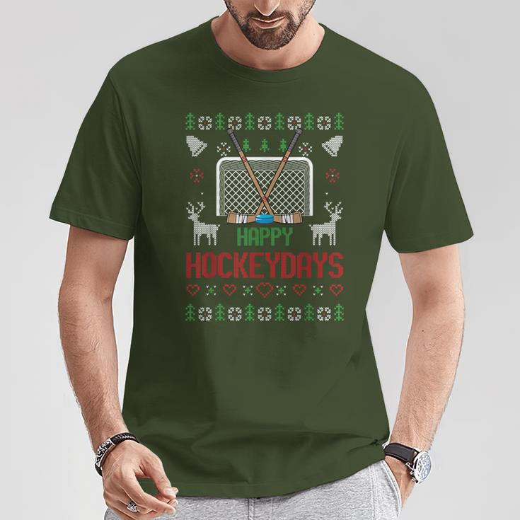 Happy Hockey Days Hockeydays Ugly Christmas Jumper T-Shirt Lustige Geschenke