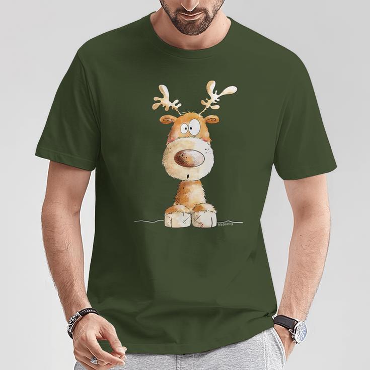 Happy Reindeer I Deer Wild Animal Elk Christmas Fun T-Shirt Lustige Geschenke