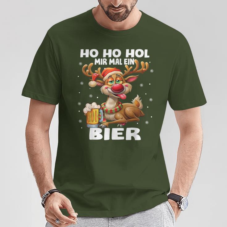 Ho Ho Hol Mir Mal Ein Bier Reindeer Saying Christmas T-Shirt Lustige Geschenke