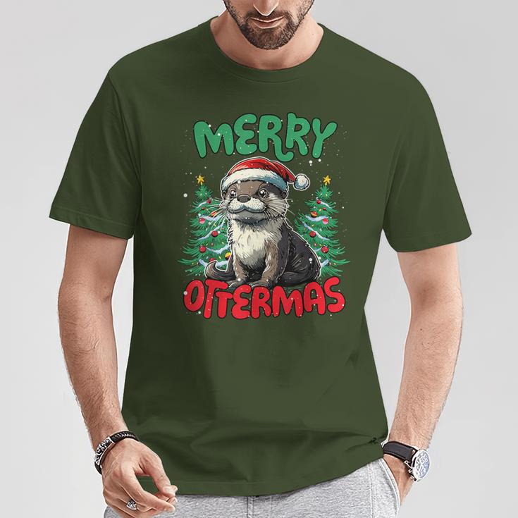 Merry Ottermas Otter Christmas T-Shirt Lustige Geschenke