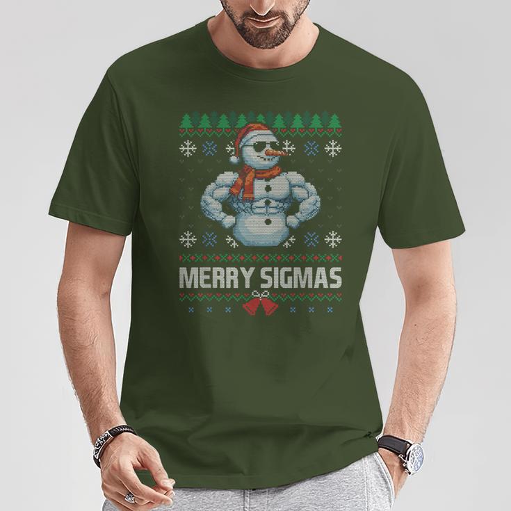 Merry Sigmas Bruh Snowman Sigma Male Skibidi Christmas T-Shirt Lustige Geschenke