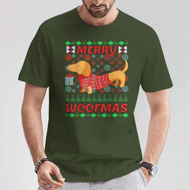 Merry Woofmas Dachshund Christmas Jumper T-Shirt Lustige Geschenke