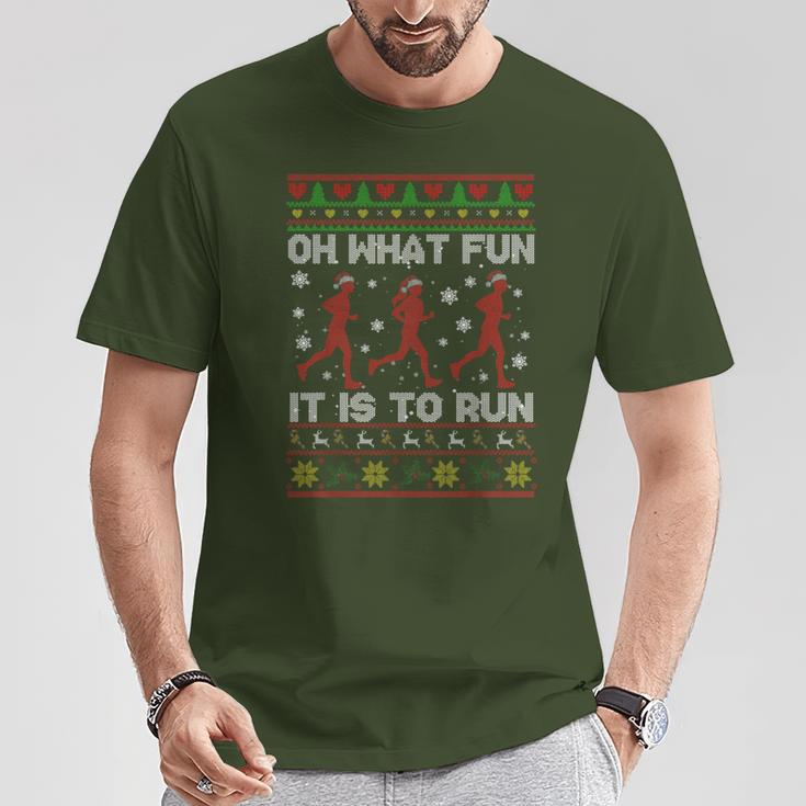 Oh What Fun It Is To Run Christmas Jumper T-Shirt Lustige Geschenke