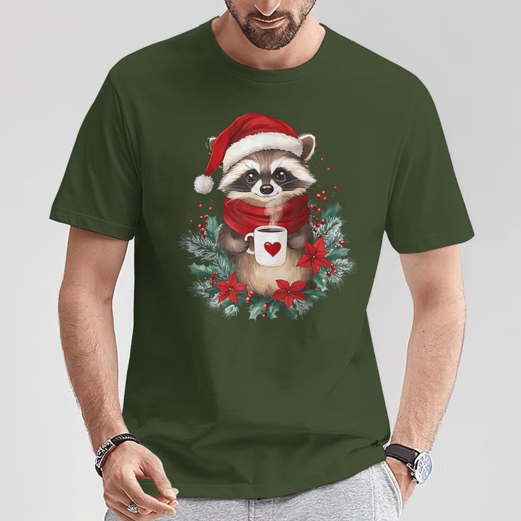 Raccoon Coffee Children Christmas Raccoon T-Shirt Lustige Geschenke