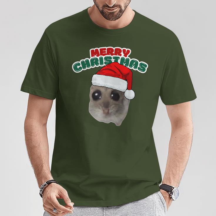 Sad Hamster With Christmas Wishes T-Shirt Lustige Geschenke