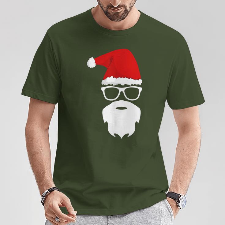 Santa Claus Christmas Hat Beard Sunglasses Christmas T-Shirt Lustige Geschenke