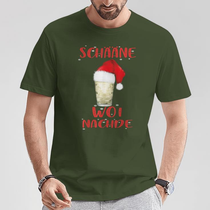 Schääne Woi Nachde Woinachde Christmas Wine Riesling T-Shirt Lustige Geschenke