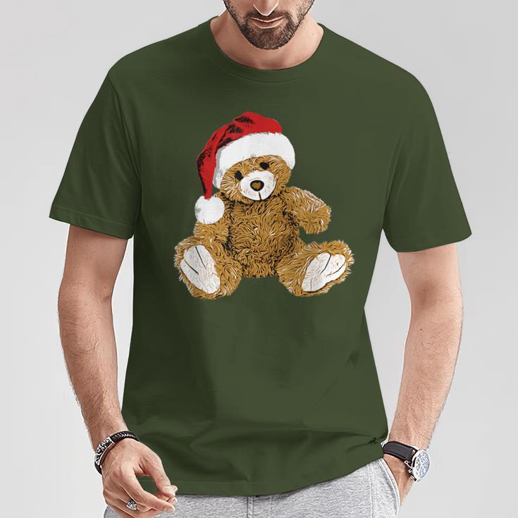 With Teddy Bear And Santa Hat Teddy Bear Christmas T-Shirt Lustige Geschenke