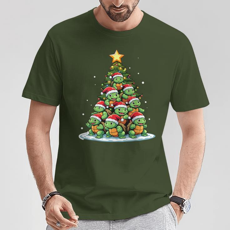 Turtle Christmas Tree Shelly Holiday T-Shirt Lustige Geschenke