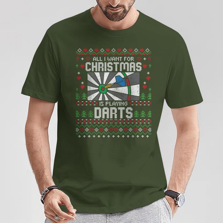 All I Want For Christmas Is Playing Darts Ugly Xmas Sweater T-Shirt Lustige Geschenke