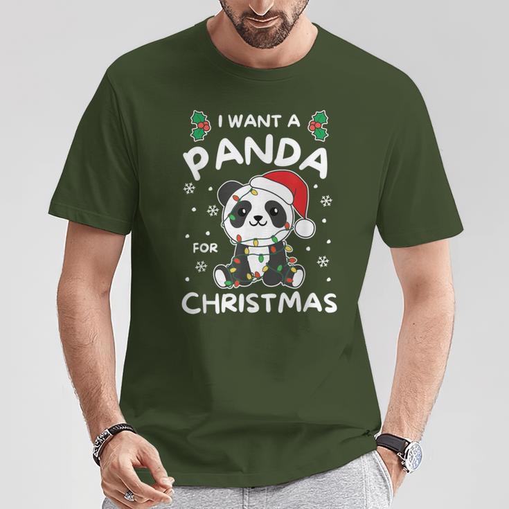 I Want A Panda For Christmas Cute Pandas T-Shirt Lustige Geschenke