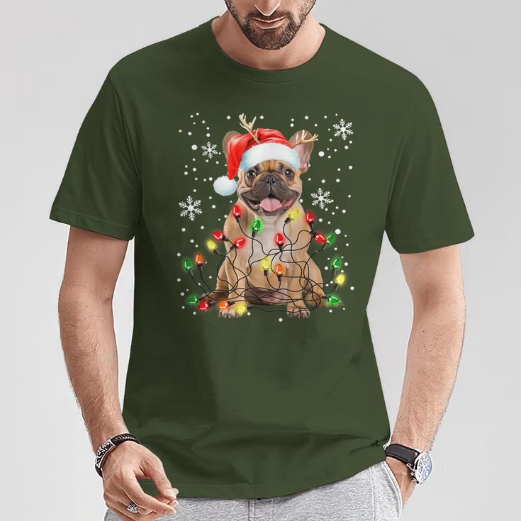 Xmas Lighting Santa French Bulldog Dog Christmas T-Shirt Lustige Geschenke