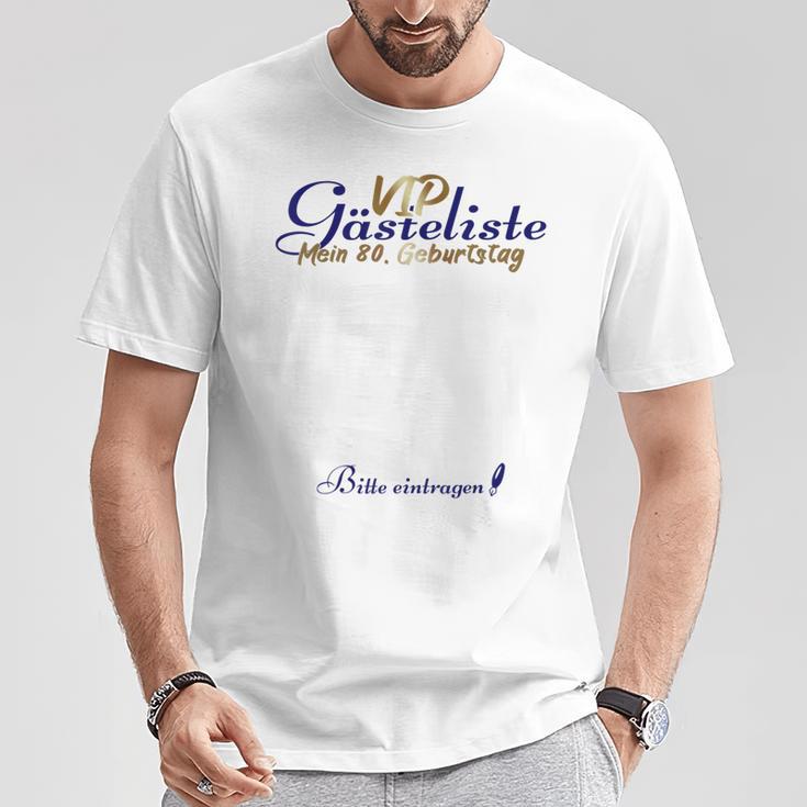 80Th Birthdayip Guest List Signing Man Woman T-Shirt Lustige Geschenke