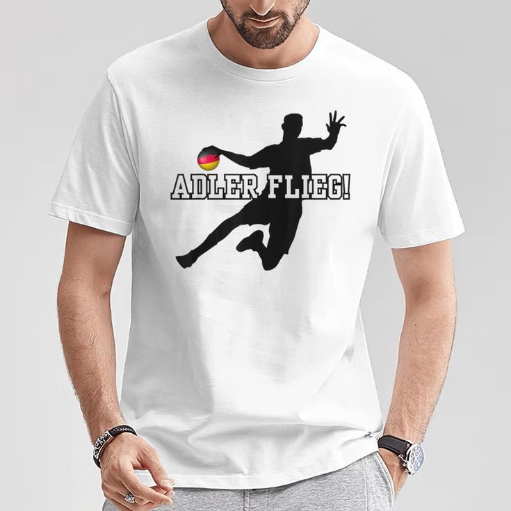 Adler Flieg Handball Fan Outfit Gray T-Shirt Lustige Geschenke