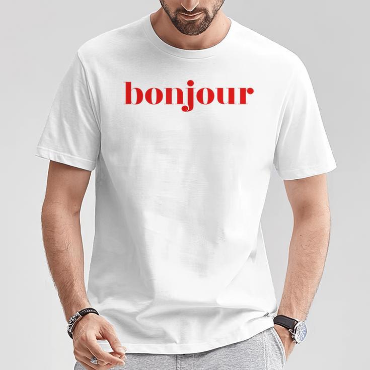 Bonjour For French Lovers Blue T-Shirt Lustige Geschenke