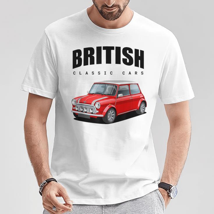 British Classic Car Red Mini Sports Car Gray T-Shirt Lustige Geschenke