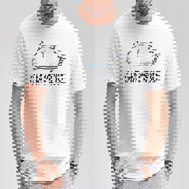 Chat Humour Cadeau Chat M'épuise T-Shirt Cadeaux drôles