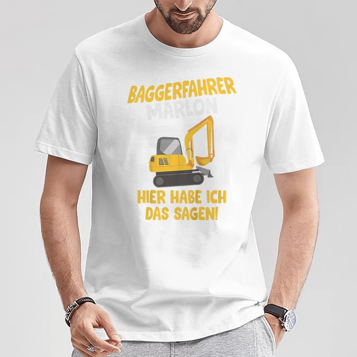 Children's Digger Driver Marlon Construction Site With Name Children's 80 T-Shirt Lustige Geschenke