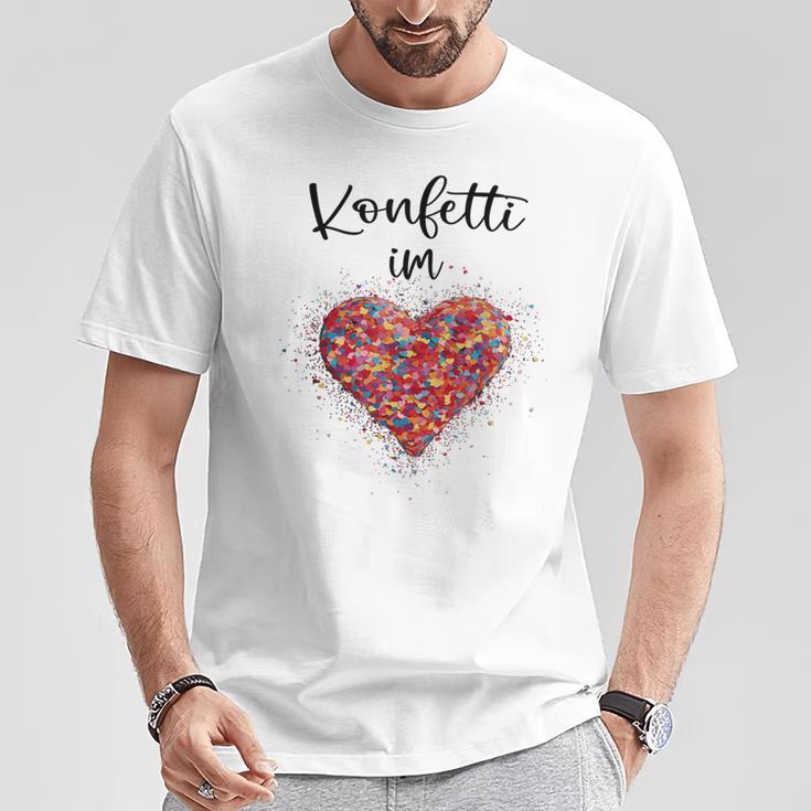 Confetti In The Heart Kölle Alaaf Red Carnival Fashing Blue T-Shirt Lustige Geschenke