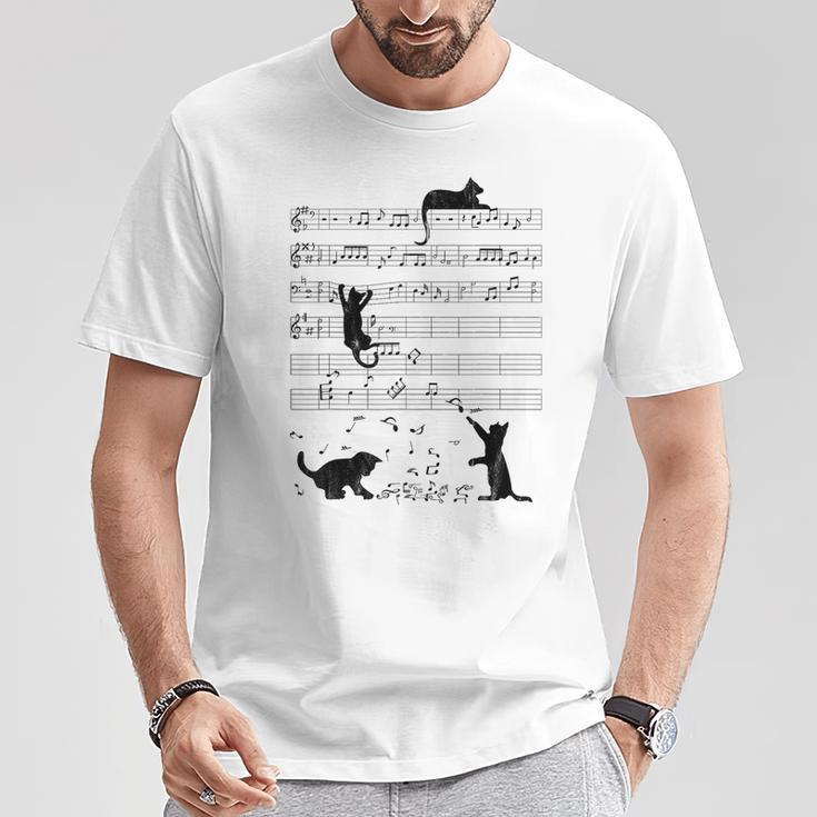 Cute Cat Music Noteintage Notes Musician T-Shirt Lustige Geschenke