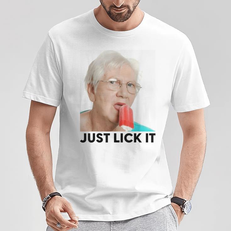 Grandma Just Lick It Grandma Licks Ice Meme Ice Lovers Summer T-Shirt Lustige Geschenke