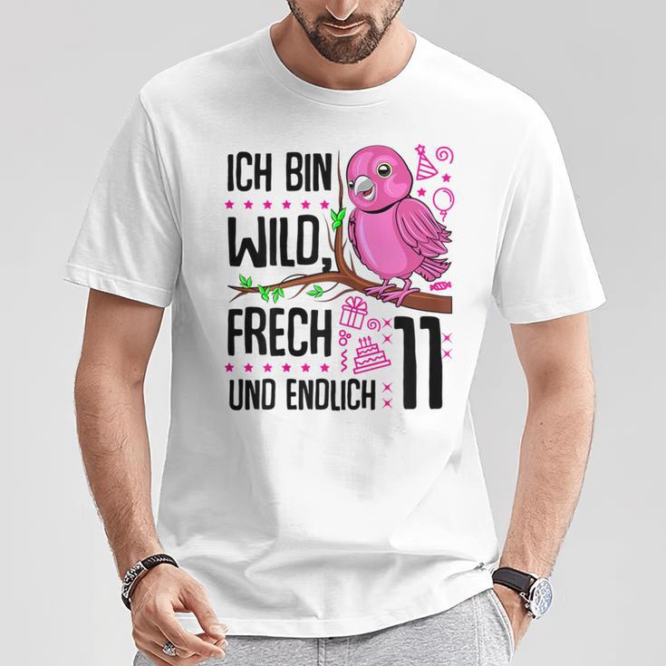 Ich Bin Wild Cheeky Und Endlich 11 Years 11Th Birthday Girl T-Shirt Lustige Geschenke