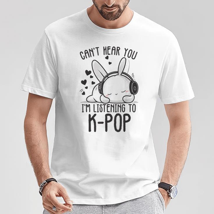 Ich Kann Dich Nicht Hören Ich Hörre Zu Kpop Rabbit K-Pop Gray T-Shirt Lustige Geschenke