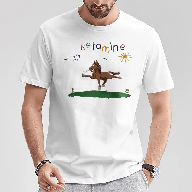 Ketamineintage Colourful Ketamine Horse Blue T-Shirt Lustige Geschenke