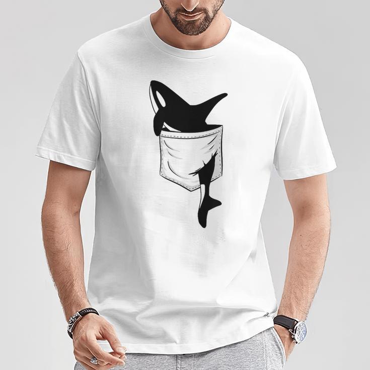 Casual Killer Whale Orca In Your Pocket Blue T-Shirt Lustige Geschenke