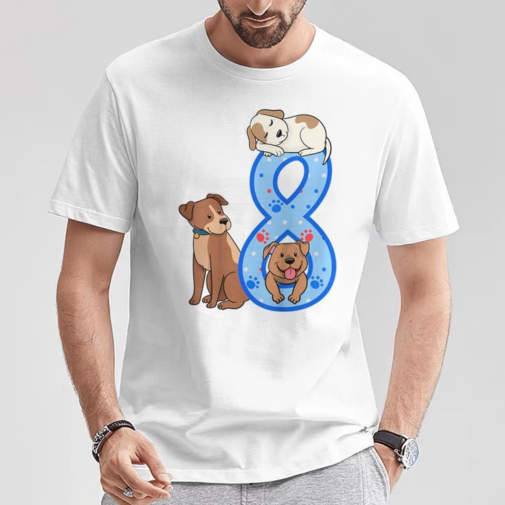 Kinder 8 Geburtstag Junge Hunde Outfit 8 Jahre Alt Welpe T-Shirt Lustige Geschenke