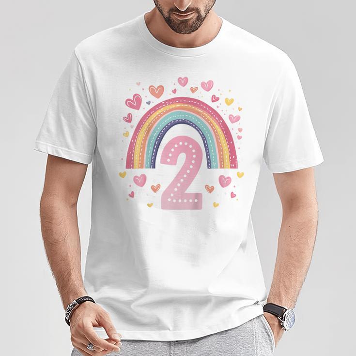 Kinder Geburtstag 2 Mädchen Regenbogen Fee Zwei 2 Jahre T-Shirt Lustige Geschenke