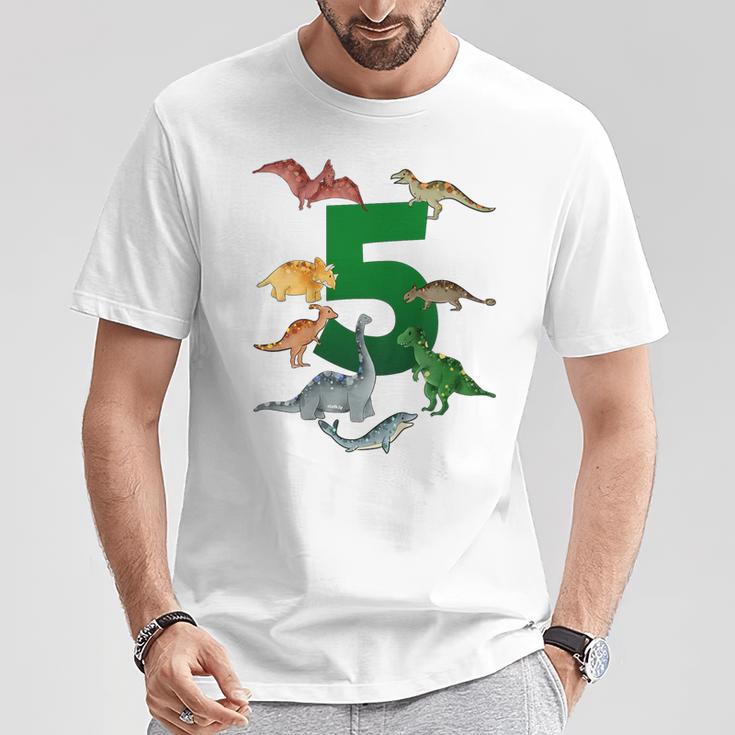 Kinder Geburtstags 5 Jahre Dinosaurier Dino 5 Geburtstag T-Shirt Lustige Geschenke